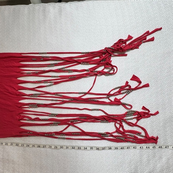 Fringe Beaded Jersey Wrap Retro Boho Hippie Music Festival 80s 90s Glam Rock - Picture 9 of 9